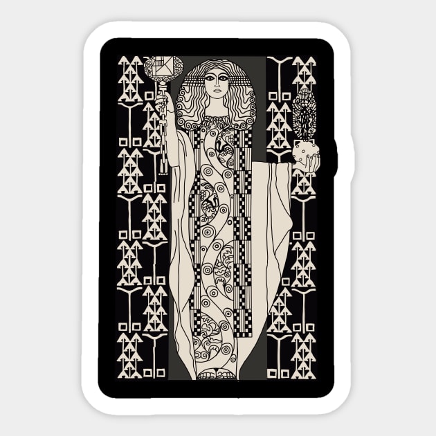 Art Nouveau Lady 3 (cream on black) Sticker by Soth Studio